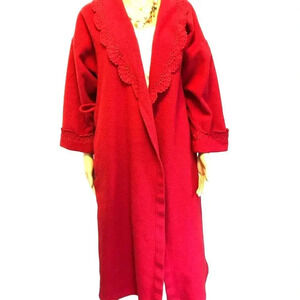 Vintage 90s Bali Studio women Terri Cloth Red bathrobe Nightgown size S